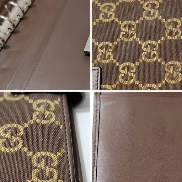 Gucci GG Monogram Canvas Planner / Agenda Brown Leather Trim Made in Italy - Picture 6 of 8